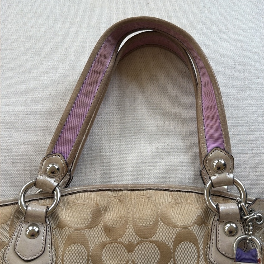 Coach Poppy Beige and Purple shoulder bag - Picture 4 of 8